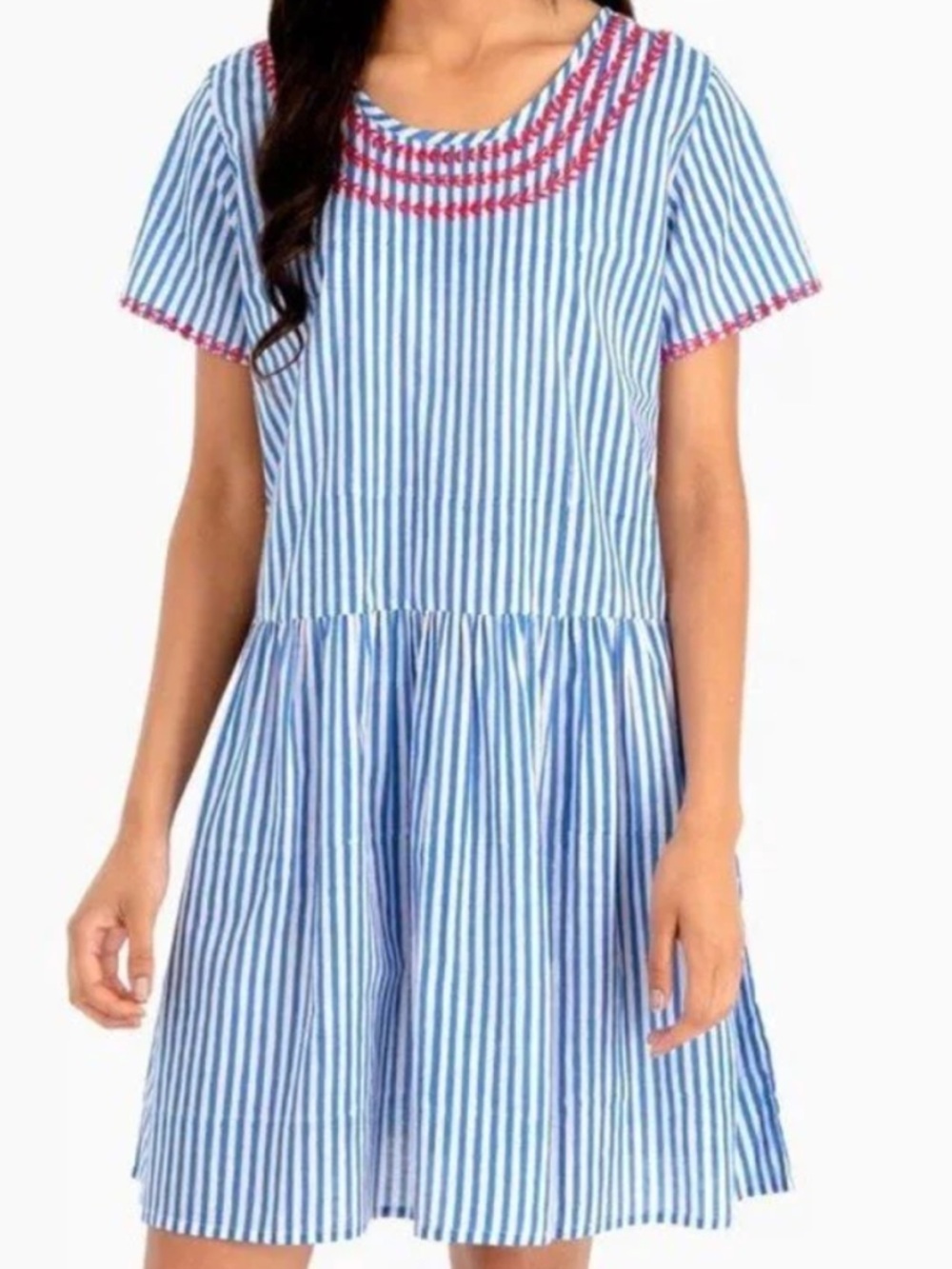 Tuckernuck Pink City Prints Blue Striped Mini Dress